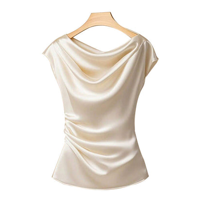 Damen Satin Oberteil Wasserfallausschnitt Norvielle