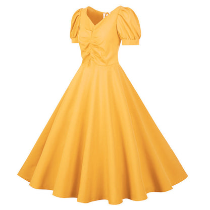 Damen Swingkleid mit Raffung und kurzen Ärmeln Norvielle