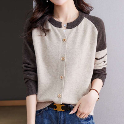 Damen Cardigan Farbkontrast Knopfdetails Norvielle