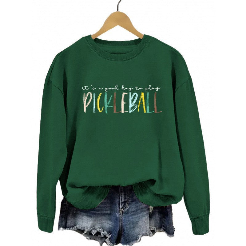 Damen Sweatshirt Bunter Pickleball-Druck Norvielle