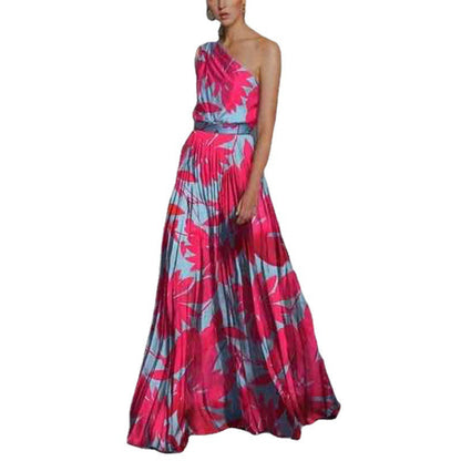 Damen Maxikleid Asymmetrisch Florales Design
