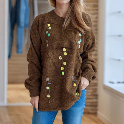 Damen Strickpullover mit Pailletten Norvielle