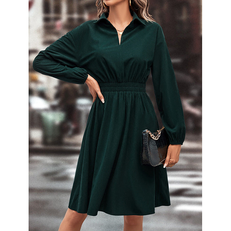 Damen Midi-Kleid mit Taillengummi und Puffärmeln Norvielle