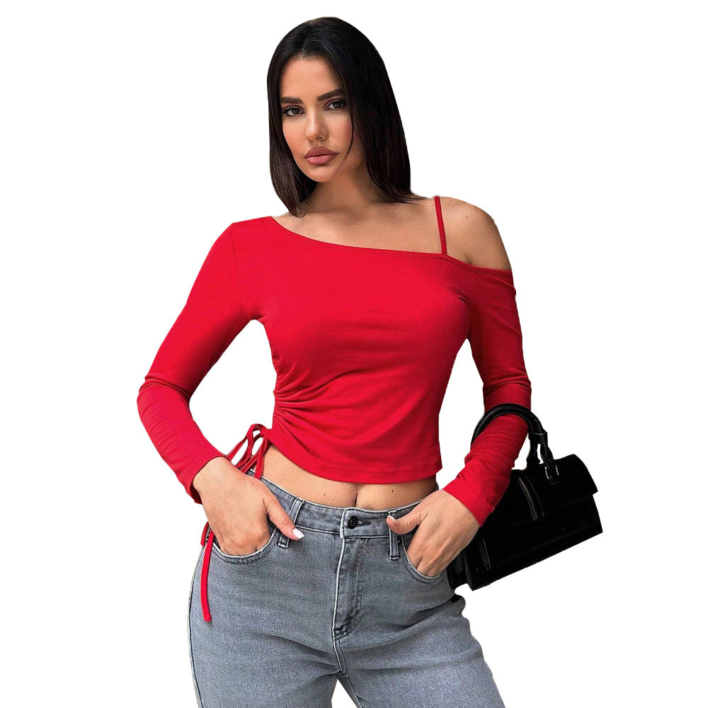 Damen Langarm- Asymmetrisch Raffung Norvielle