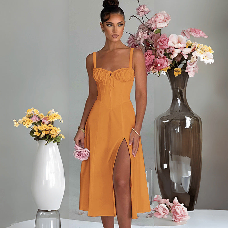 Damen Elegantes Midi-Kleid V-Ausschnitt Taillenbetonung Norvielle