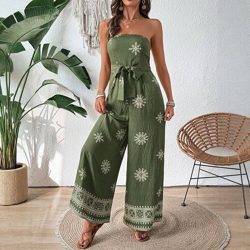 Damen Jumpsuit Taillengürtel Rüschen Norvielle