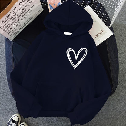 Damen Kapuzenpullover Herzmotiv Norvielle