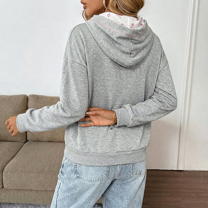 Damen Kapuzenpullover mit Spitze und Taschen Norvielle