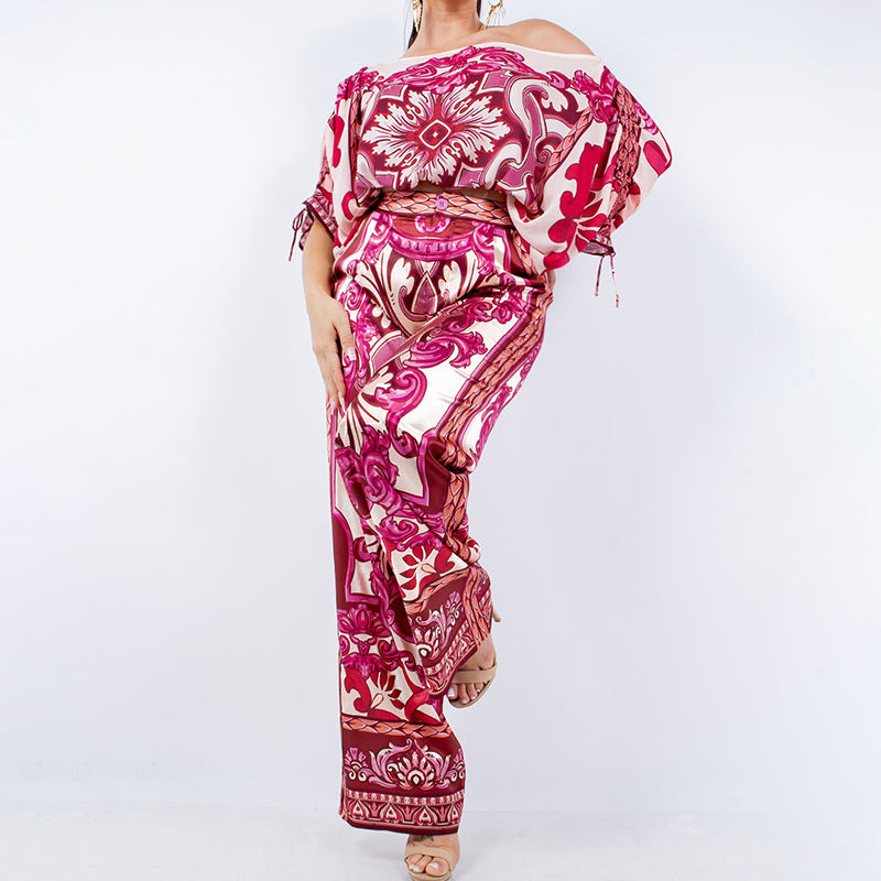Damen Kombinationsoutfit Weites Bein Elegantes Muster