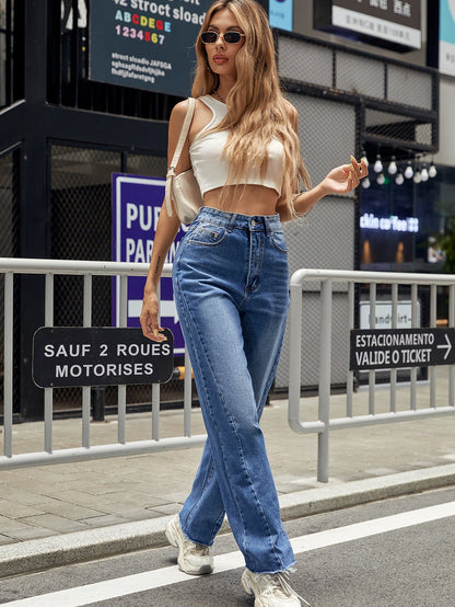 Damen High-Waist Jeans Bootcut Klassisch
