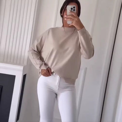 Damen Oversized Pullover Asymmetrisch Knopf Norvielle