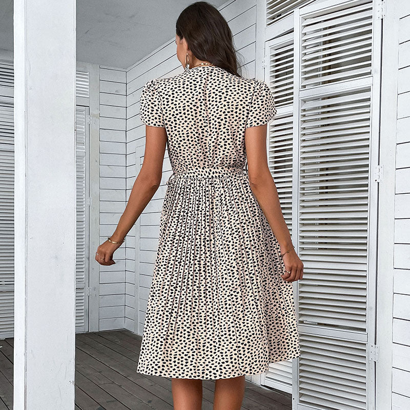 Damen Wickelkleid Figurschmeichelnd Punktmuster