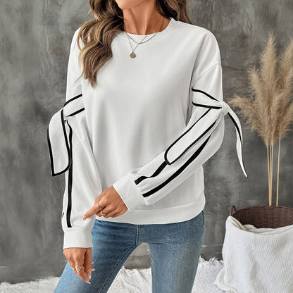 Damen Sweatshirt Streifen Norvielle Schleifendesign