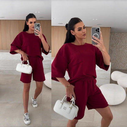 Damen Freizeitanzug Oversized T-Shirt und bequeme Shorts Norvielle