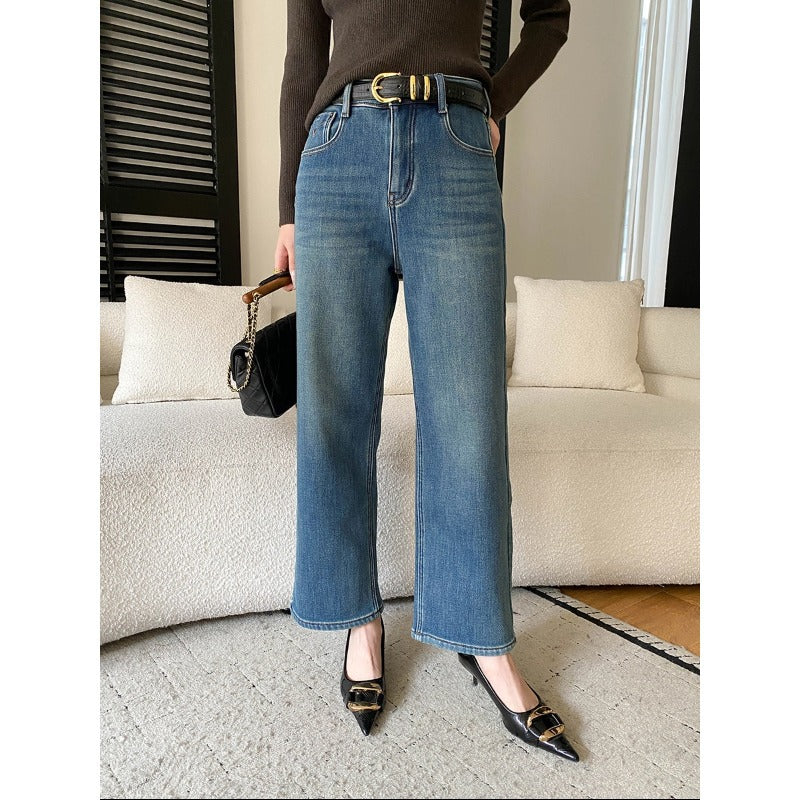 Damen High-Waist Jeans Lässiger Schnitt Weite Bein Nachhaltige - Norvielle