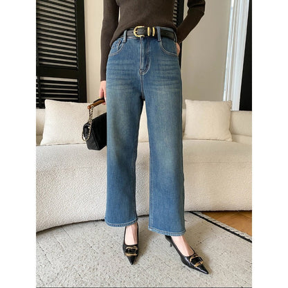 Damen High-Waist Jeans Lässiger Schnitt Weite Bein Nachhaltige - Norvielle