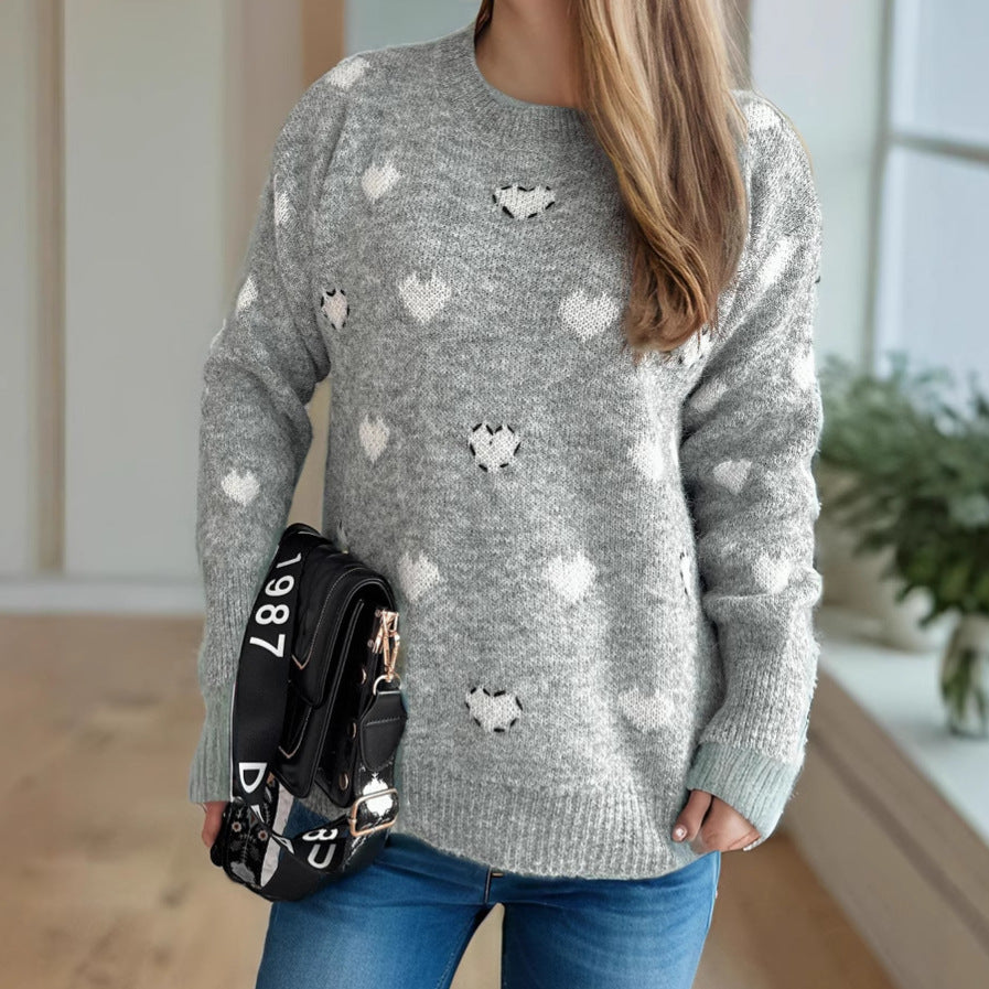 Damen Pullover Weich Herzdesign Norvielle