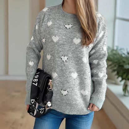 Damen Pullover Weich Herzdesign Norvielle
