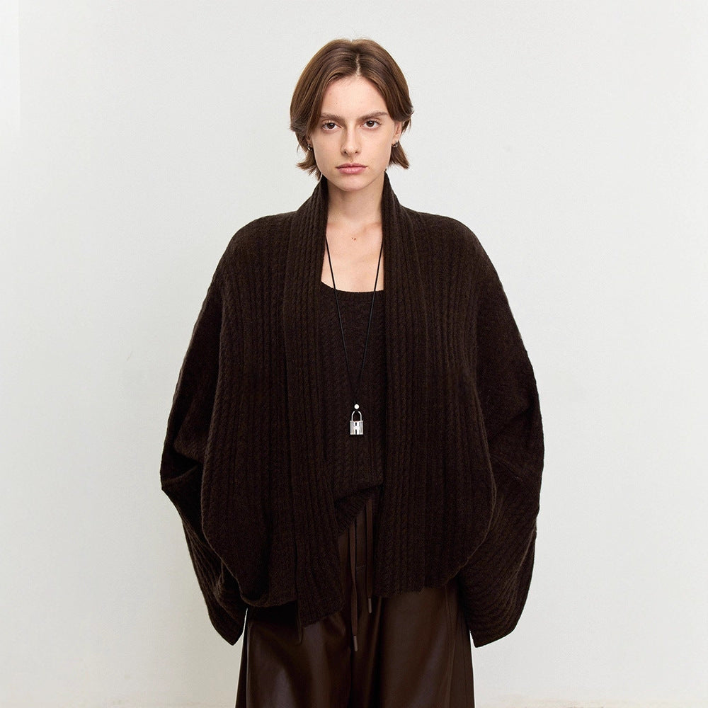 Damen Strickponcho Feine Wolle Luftig Norvielle - Norvielle