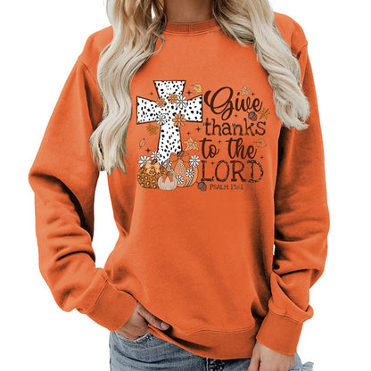 Damen Sweatshirt mit Kreuz-Aufdruck Herbstlich