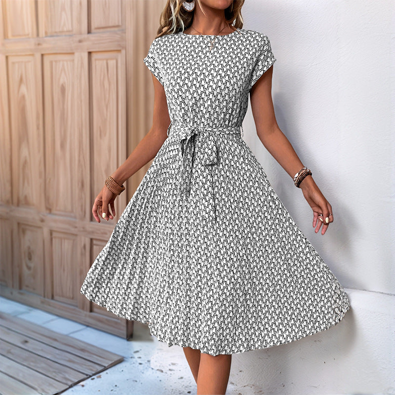Damen Midikleid Asymmetrischer Saum Dekorativer Gürtel Norvielle