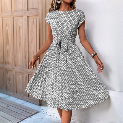 Damen Midikleid Asymmetrischer Saum Dekorativer Gürtel Norvielle