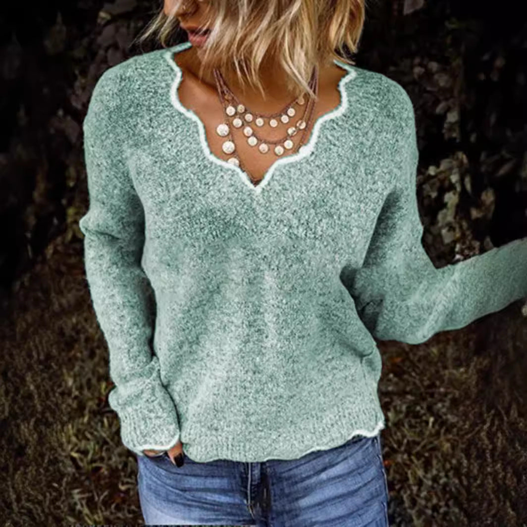 Damen Strickpulli V-Ausschnitt Weich Norvielle