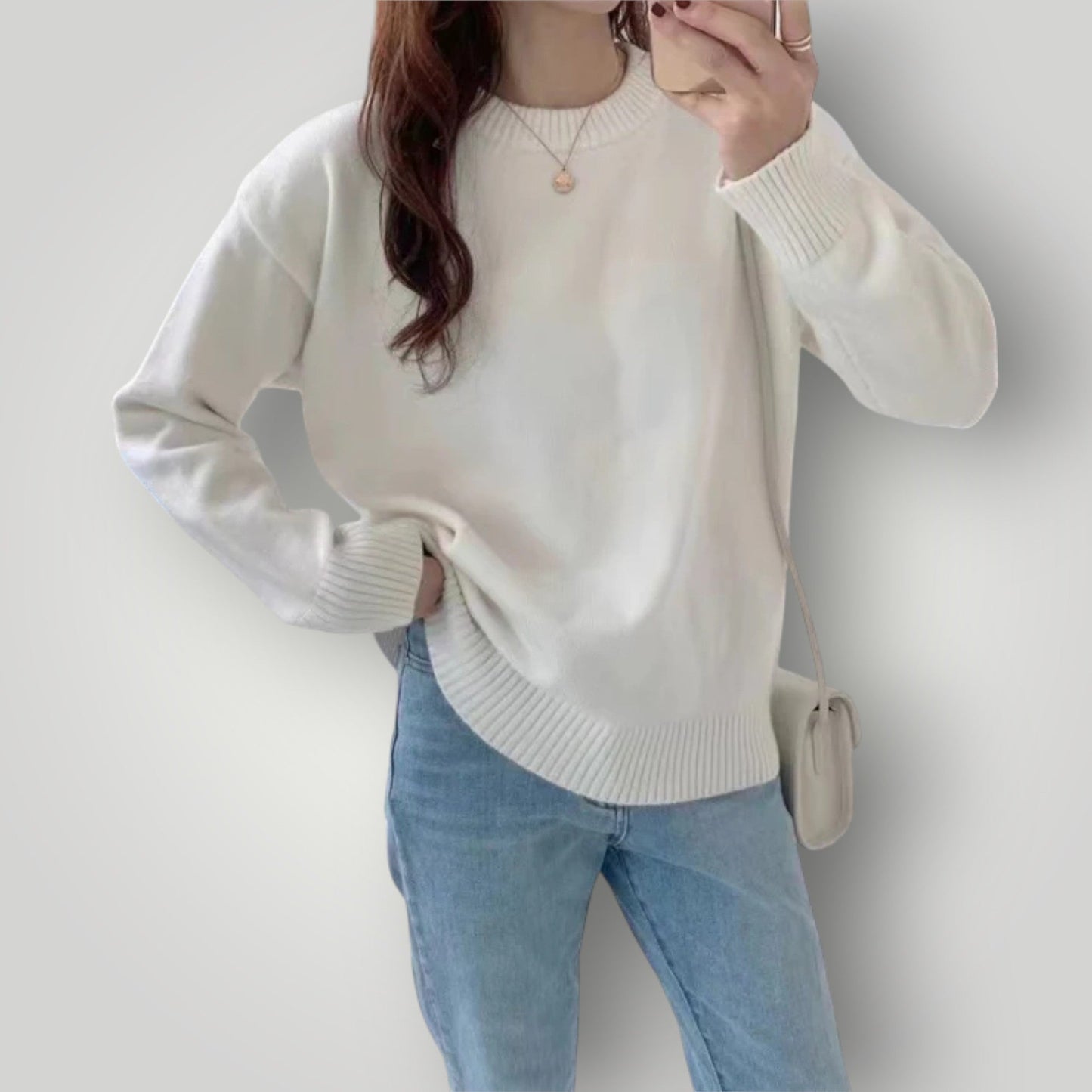 Damen Pullover Weite Passform Langärmlig