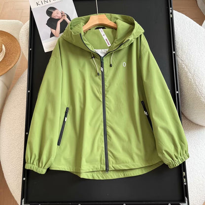 Damen Windbreaker-Jacke Leicht Seitliche Reißverschlusstaschen