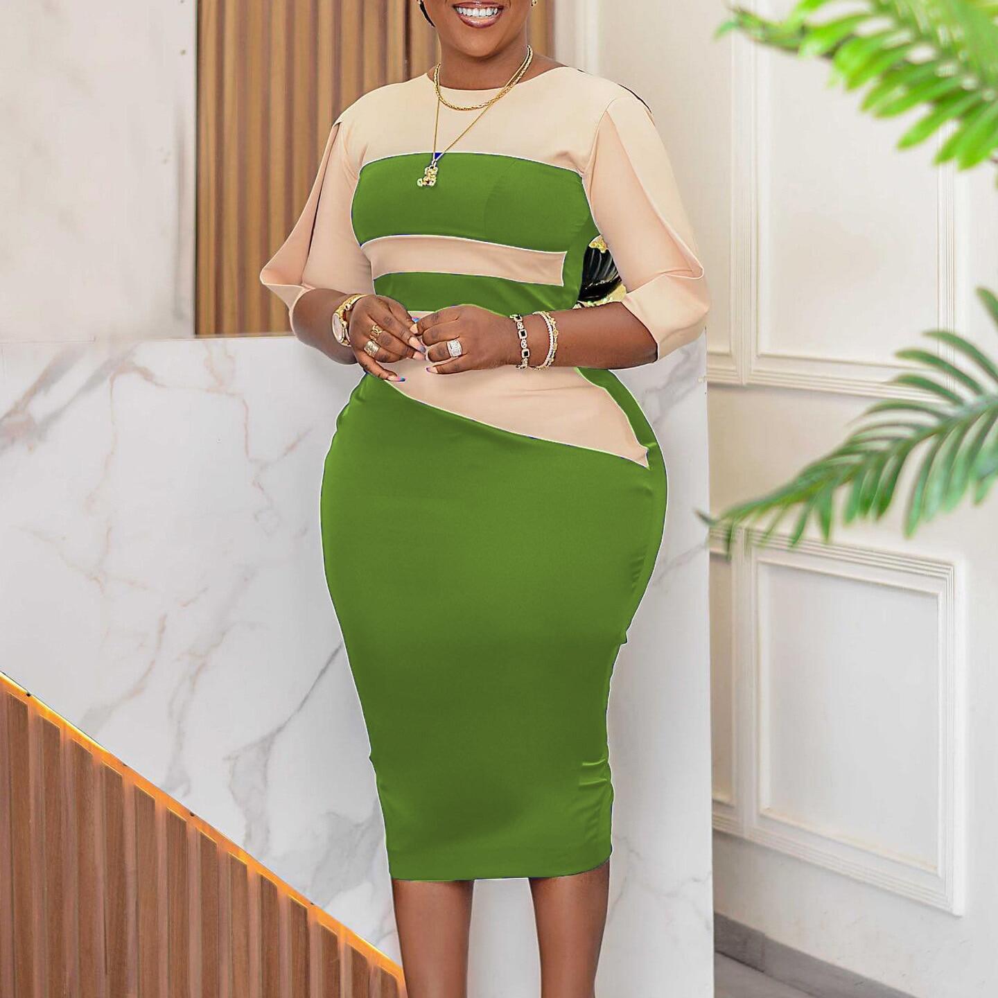 Damen Midi-Kleid Asymmetrisch ¾-Ärmel Norvielle