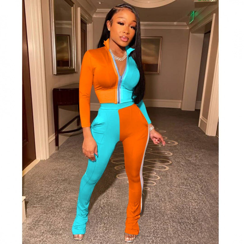 Damen Jumpsuit Hochkragen Elegante Seitenschlitzen Norvielle