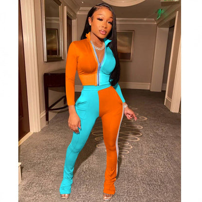 Damen Jumpsuit Hochkragen Elegante Seitenschlitzen Norvielle