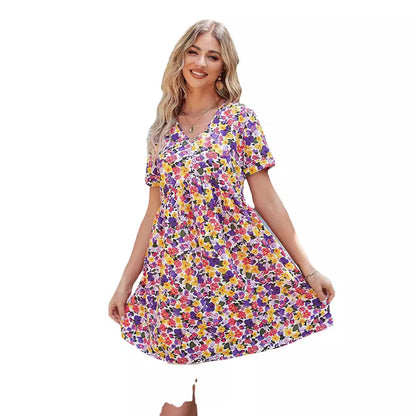 Damen Shift-Kleid V-Ausschnitt Floral Norvielle