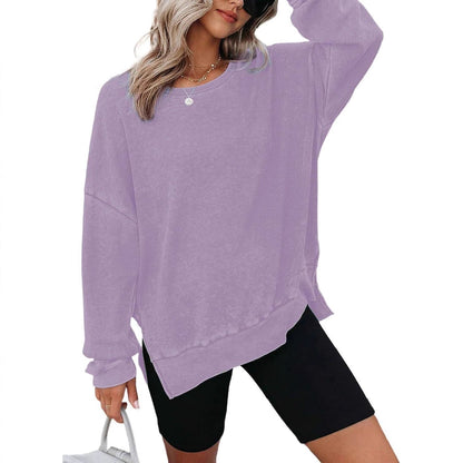 Damen Waffelpullover Mit Seitenschlitzen Norvielle
