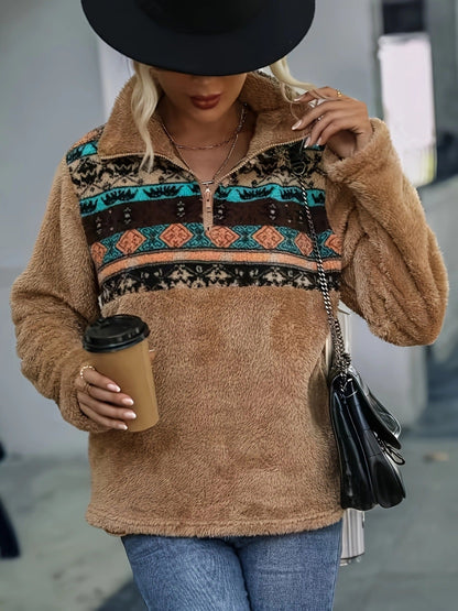 Damen Fleece-Pullover Kuschelig Reißverschluss Norvielle