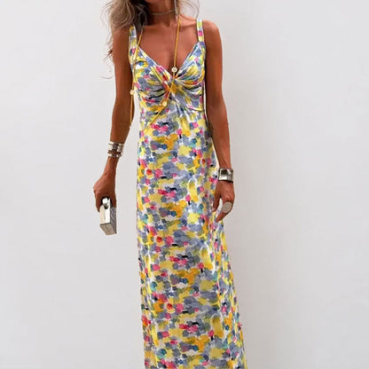 Damen Maxikleid Florales Muster Wickeldesign Norvielle - Norvielle