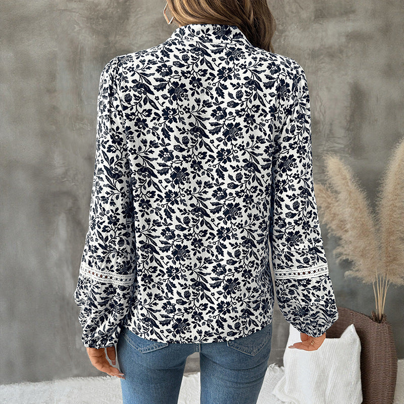 Damen Bluse Langärmlig Floralmuster Norvielle