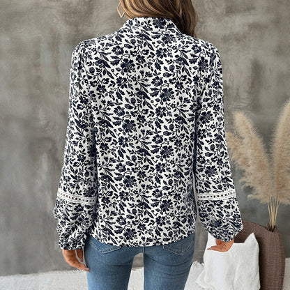 Damen Bluse Langärmlig Floralmuster Norvielle