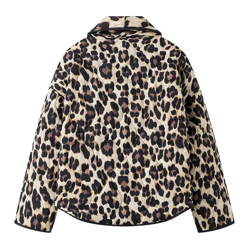Damen Steppjacke Leo-Muster mit Taschen Norvielle