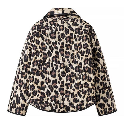Damen Steppjacke Leo-Muster mit Taschen Norvielle