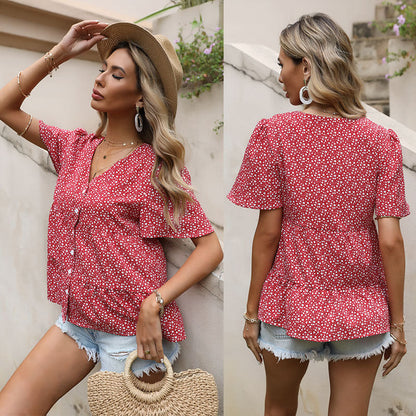 Damen Bluse Rüschendetails Floralmuster