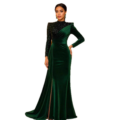 Damen Abendkleid schimmerndes Oberteil raffinierte Drapierung