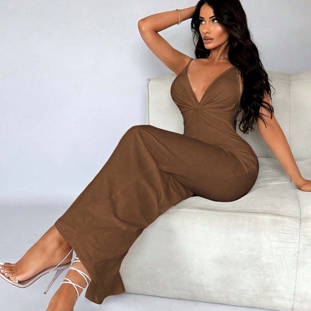 Damen Maxikleid V-Ausschnitt Schmal Norvielle