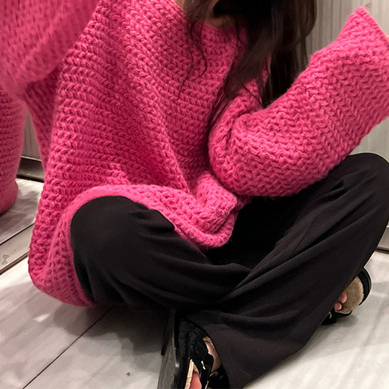 Damen Grobstrickpullover Weit Schnitt Lässig Norvielle