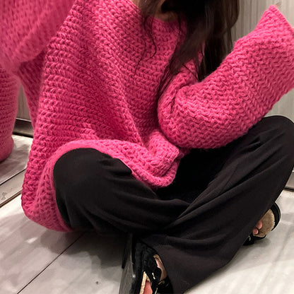 Damen Grobstrickpullover Weit Schnitt Lässig Norvielle