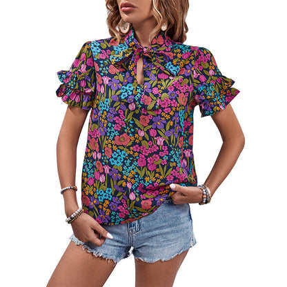 Damen Bluse Rüschendetails Floralmuster Norvielle
