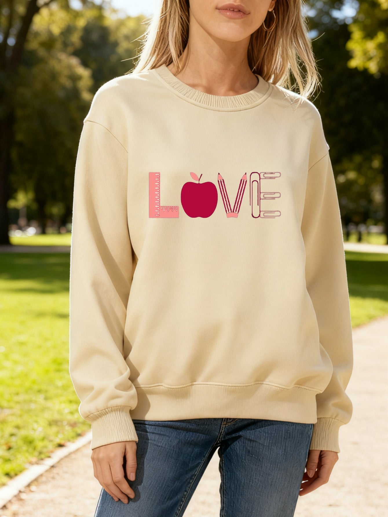 Damen Sweatshirt Kreatives Love-Motiv Norvielle