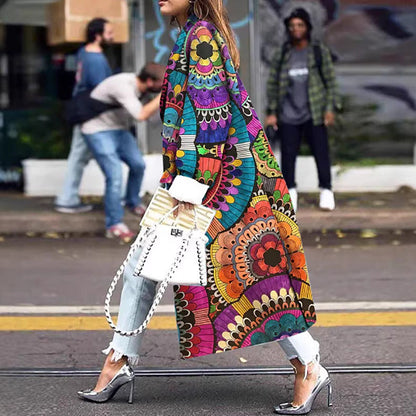 Damen Kimono Bunt Mandala-Muster