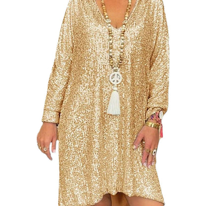 Damen Glitzerndes Kaftan-Kleid Lässiger Schnitt