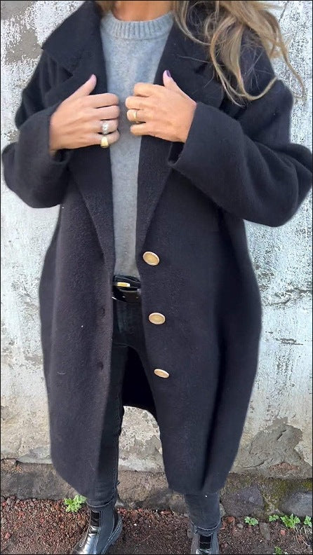 Damen Übergangsjacke Weites Design Knopfdetails Elegantes Design